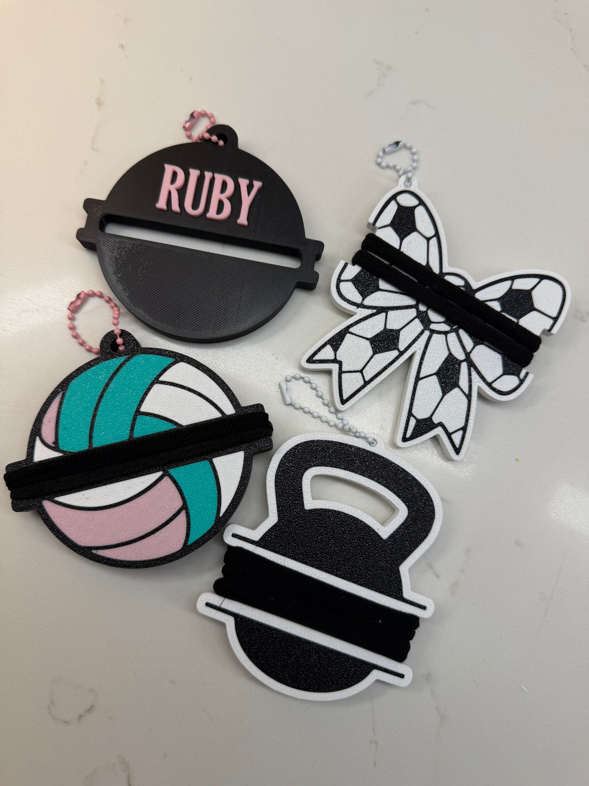 Personalized Hair Tie Holder Keychain