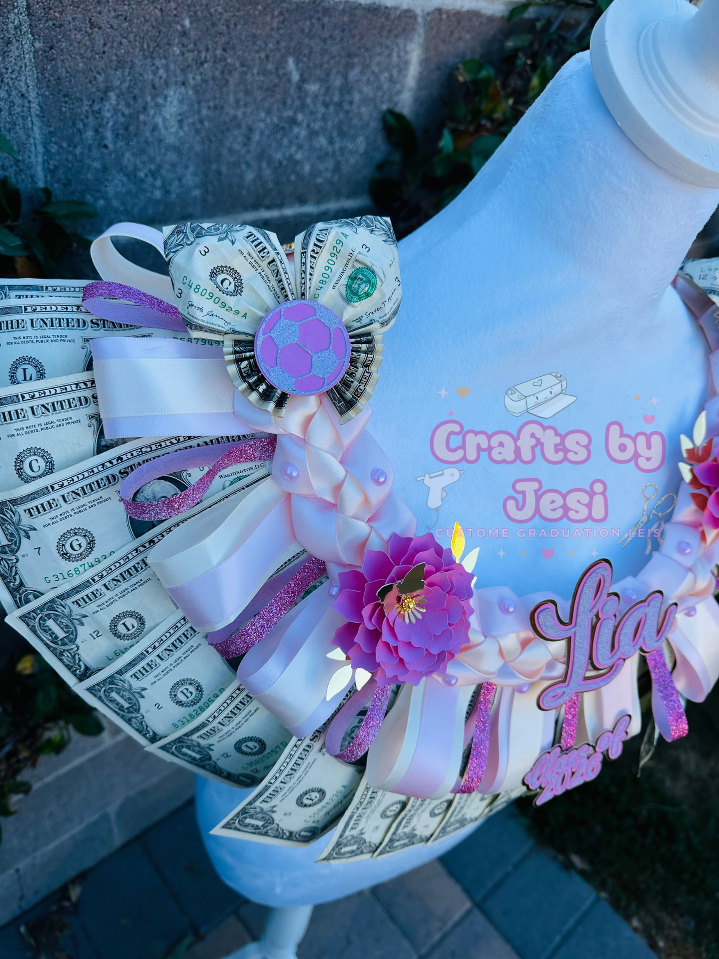 Coquette Money Graduation Lei