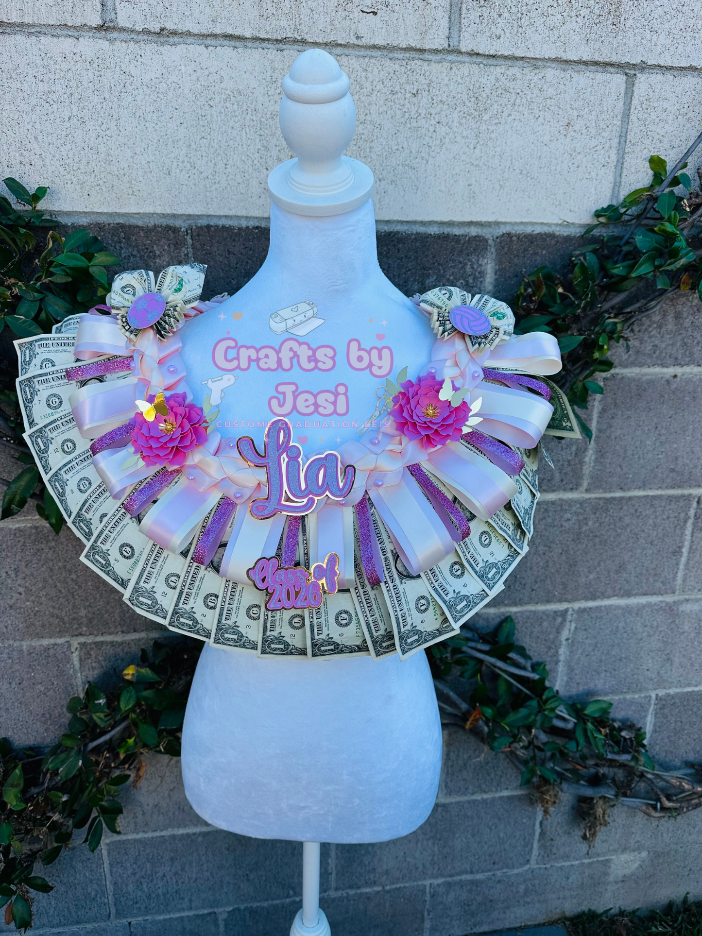 Coquette Money Graduation Lei