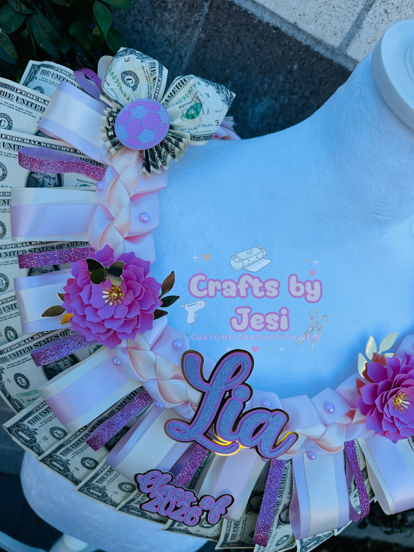 Coquette Money Graduation Lei